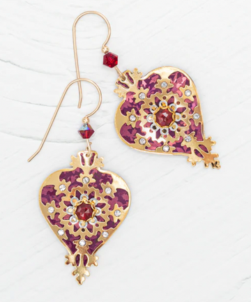Holly Yashi Scarlet Royal Heart Earrings