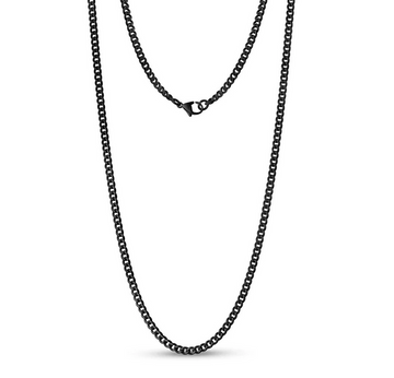 ARZ 3.5mm Black Curb Link Necklace 22 Inches