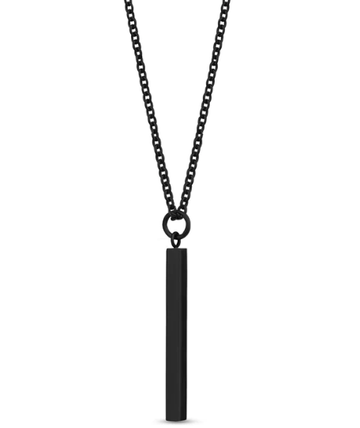 ARZ Black Bar Pendant Necklace 24 Inches