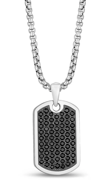 A.R.Z Steel Iced Out Dog Tag 24 Inches