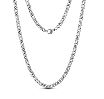 ARZ 5mm Matte Steel Cuban Chain Necklace 22 Inches