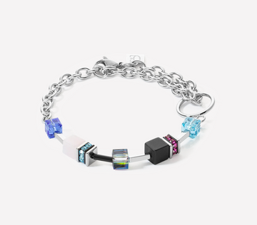 Coeur De Lion GeoCUBE Silver-Multicolour Iconic Precious Chain Bracelet