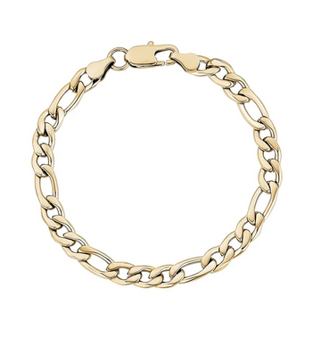 ARZ 7mm Gold Figaro Link Bracelet 9 Inches