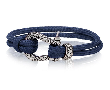 A.R.Z Steel Navy Blue Cord U Lock Bracelet 8 Inches