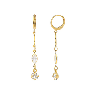 La Vie Parisienne Marquise Double Crystal Chain Drop Earrings