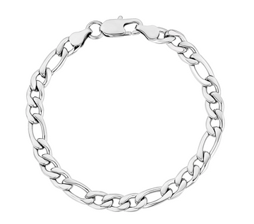 A.R.Z Steel 7mm Figaro Link Bracelet 7.5 Inches