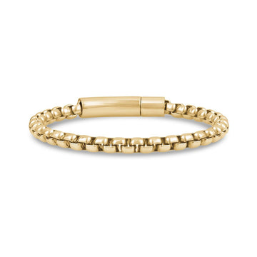 A.R.Z Steel Gold 5mm Round Box Link Bracelet 8 Inches