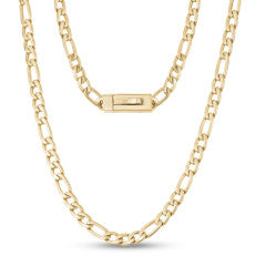 A.R.Z Steel 7mm Gold Figaro Link Chain 20 Inches