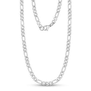 ARZ 5mm Steel Figaro Link Necklace 20 Inches