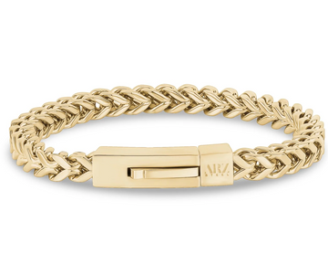 A.R.Z Steel 6mm Gold Franco Link Bracelet 7.5 Inches