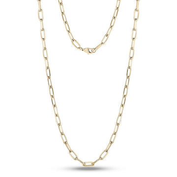A.R.Z Steel Gold 5mm Paperclip 22 Inch Necklace
