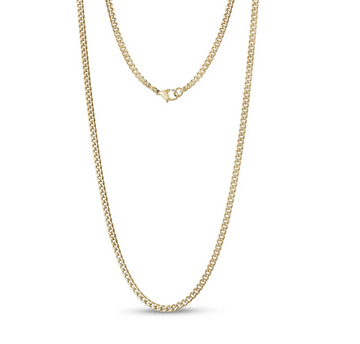 ARZ 3.5mm Gold Curb Link Necklace 22 Inches