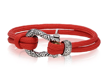 A.R.Z Steel Red Cord U Lock Bracelet 8 Inches