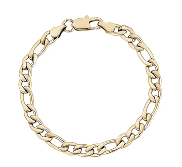 A.R.Z Steel Gold 7mm Figaro Link Bracelet 7.5 Inches