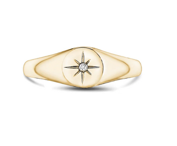 ARZ Steel Gold North Star Ring Size 9