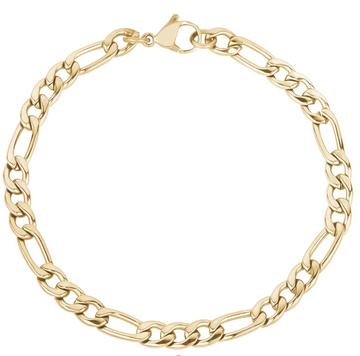 A.R.Z Steel 5mm Gold Figaro Link Bracelet 8 Inches
