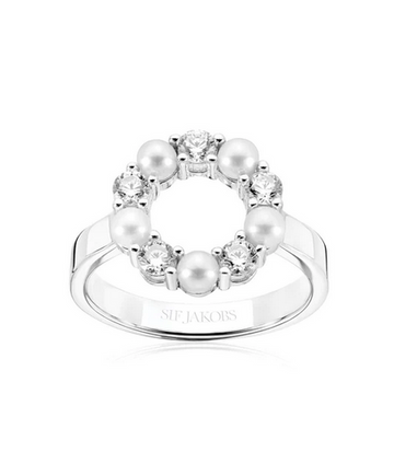Sif Jakobs Silver 'Biella Perla' Ring Size 7.5