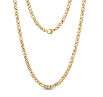 ARZ 5mm Matte Gold Cuban Link Necklace 20 Inches