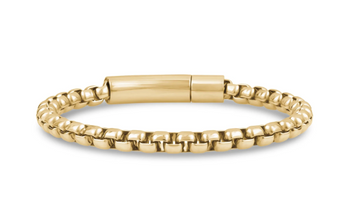 A.R.Z Steel Gold 5mm Round Box Link 7.5 Inches Bracelet