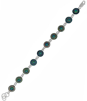 Mosaico Sterling Round Link Green Bracelet