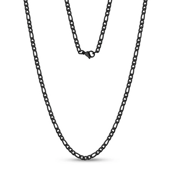 ARZ 3.5mm Black Figaro Necklace 18 Inches