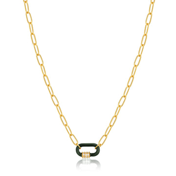 Ania Haie Gold Forest Green Enamel Carabiner Necklace