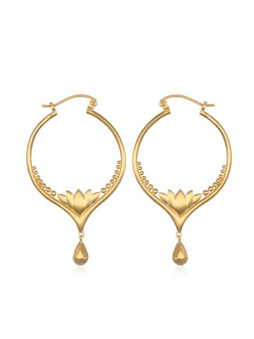 Satya Gold Lotus Hoop Drop Earrings