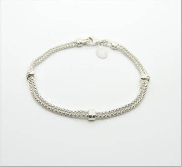 Marseille Sterling Bracelet With Double Popcorn Chain