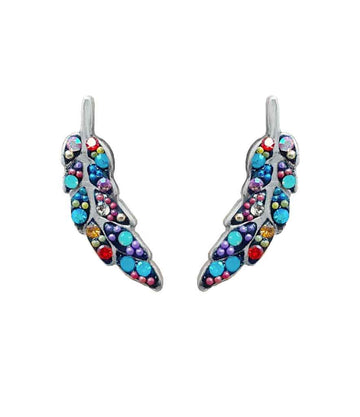 Mosaico Sterling Bright Multicolour Feather Studs