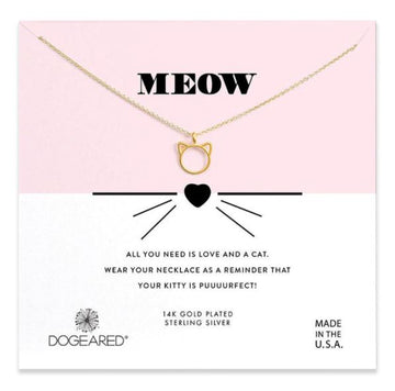 Dogeared Gold 'Meow' Cat Necklace