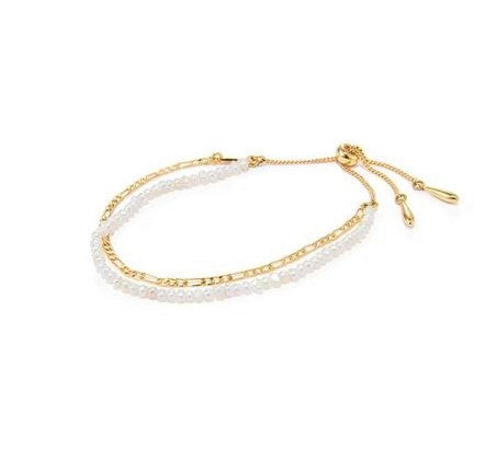 Jenny Bird Romi Gold Pearl Double Strand Slider Bracelet
