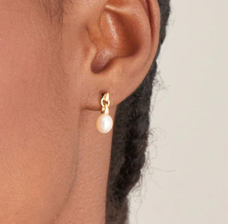 Ania Haie Gold Pearl Drop Stud Earrings