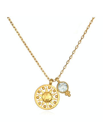 Satya Gold Blue Topaz Sun Necklace