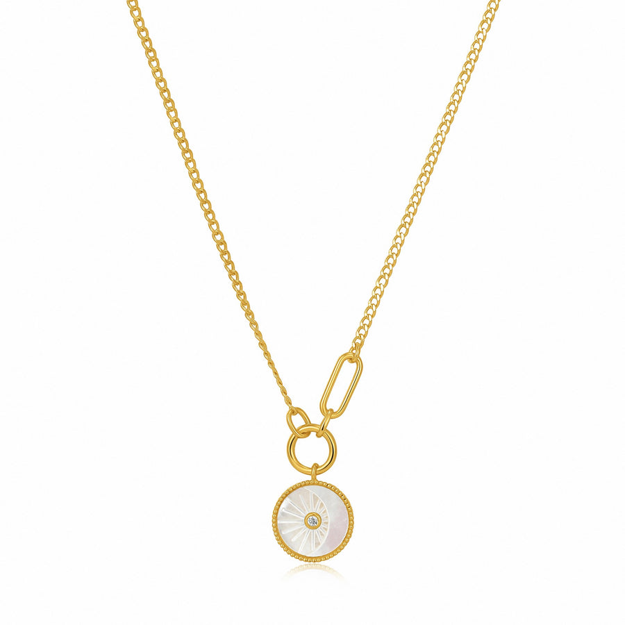 Ania Haie Gold Mother of Pearl Eclipse Emblem Necklace