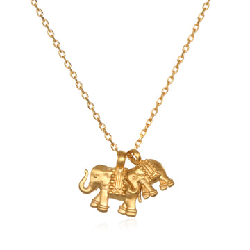 SatyaGold Double Elephant Pendant Necklace