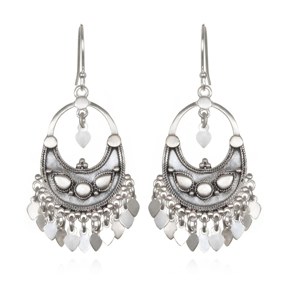 Satya Silver Petal Chandelier Earrings