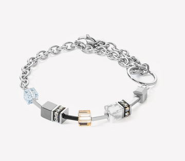 Coeur De Lion GeoCUBE Grey-Beige Iconic Precious Chain Bracelet