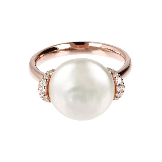 Bronzallure Cultured Coin Pearl and Gemstone Ring Sz 7