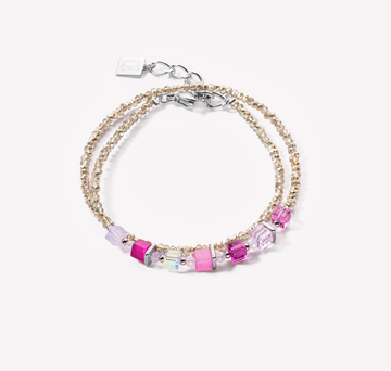 Coeur De Lion Silver-Pink Joyful Colours Wrap Bracelet