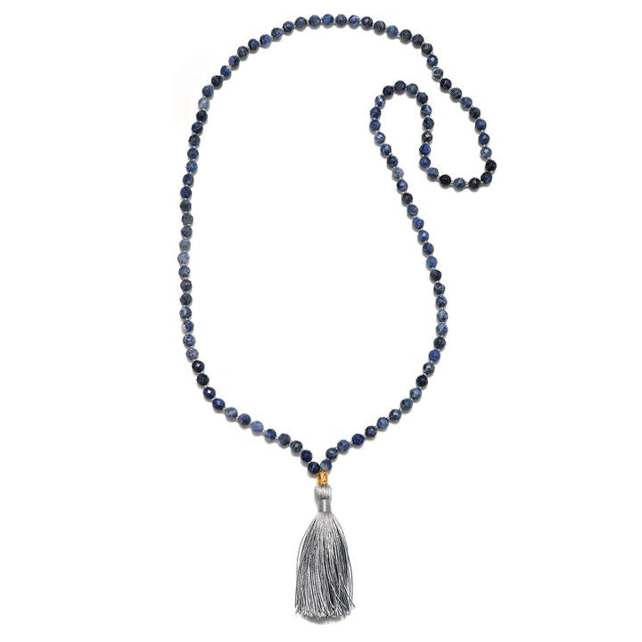 Satya Gold Moon Sodalite Mala Necklace