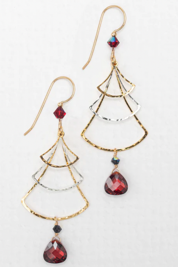 Holly Yashi Scarlet Very Merry Tree Earrings