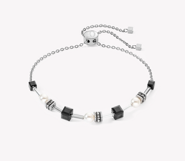 Coeur De Lion Silver-Black Mysterious Cubes and Pearls Bracelet