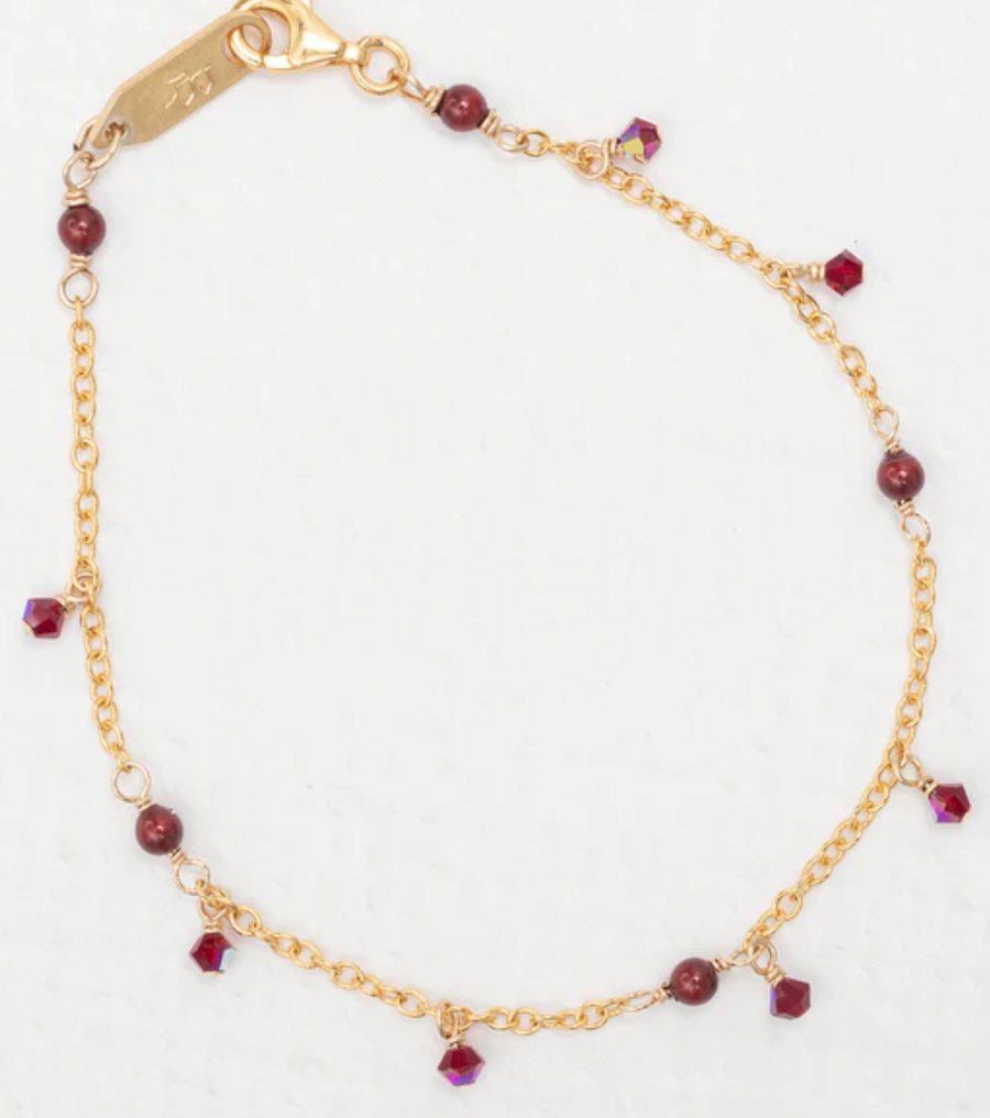 Holly Yashi Cranberry Cora Pearl Beaded Bracelet