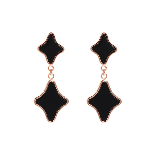 Bronzallure Black Onyx Double Etoile Drop Earrings