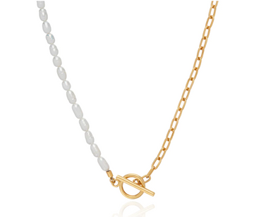 Anna Beck Gold Pearl and Chain Necklace