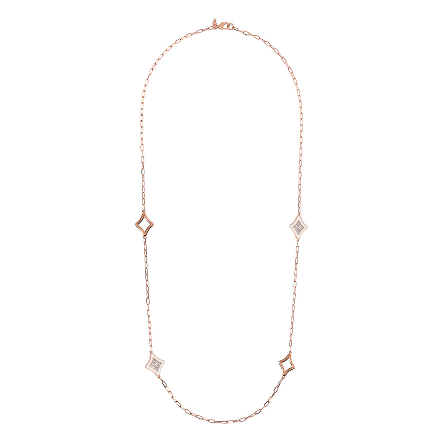 Bronzallure Stationed Etoile Necklace with White Enamel