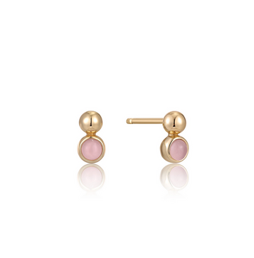 Ania Haie Gold Rose Quartz Orb Stud Earrings