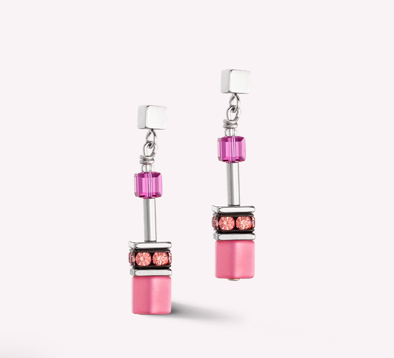 Coeur De Lion GeoCUBE Iconic Viva Magenta Earrings