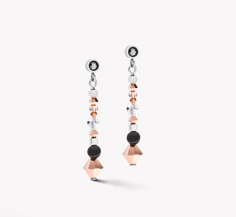 Coeur De Lion Onyx and Grey Crystal Earrings