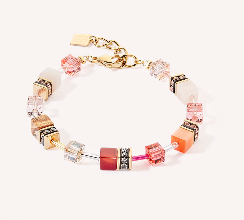 Coeur De Lion GeoCUBE Red-Beige Iconic Precious Bracelet